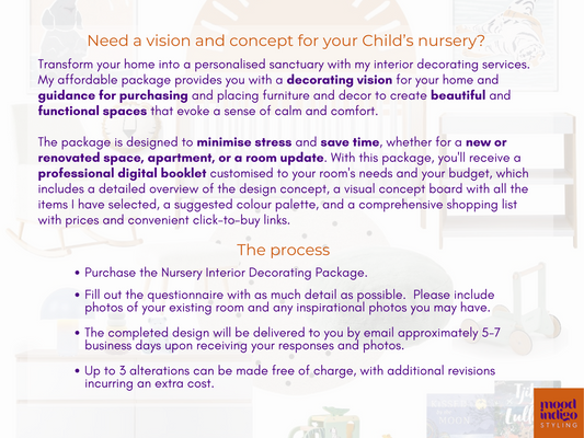 Children's Nursery Interior Decorating Package - Online service for Australian residents