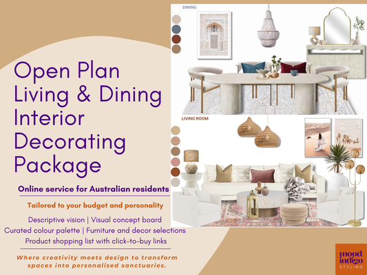 Open Plan Living & Dining Space Interior Decorating Package - Online service for Australian residents