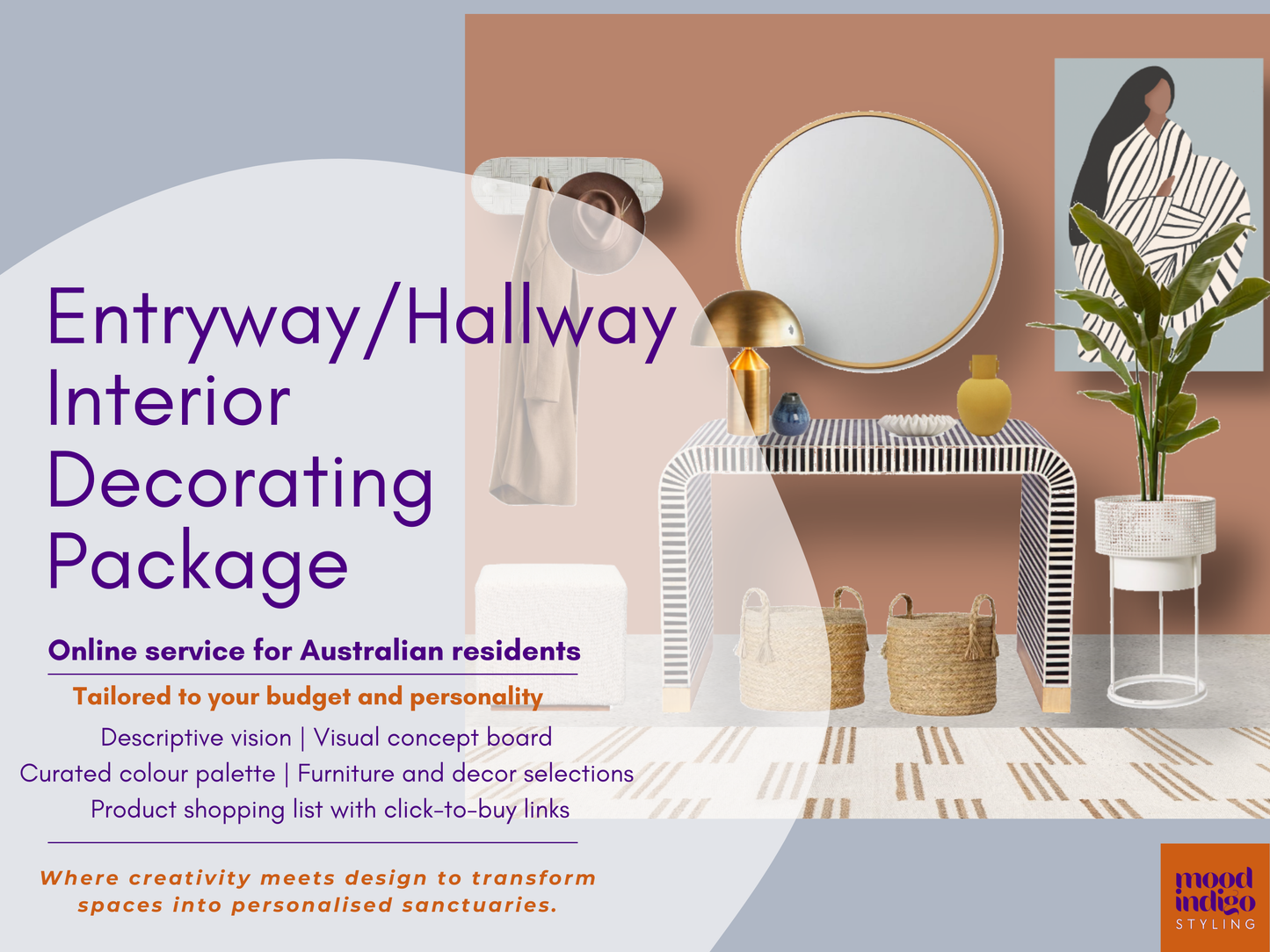 Entryway/Hallway Interior Decorating Package - Online service for Australian residents