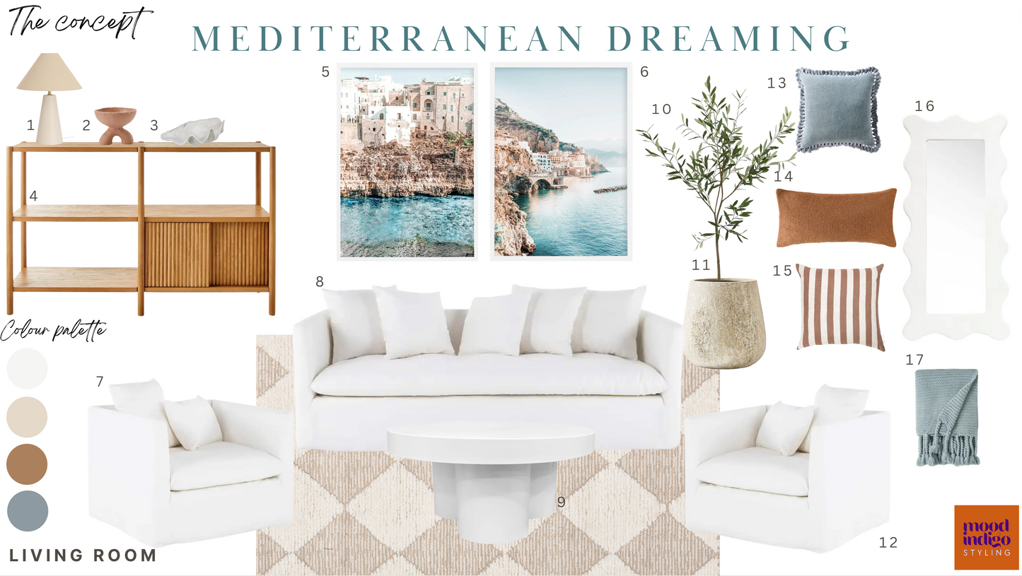 Modern Mediterranean Inspired Living Room Design