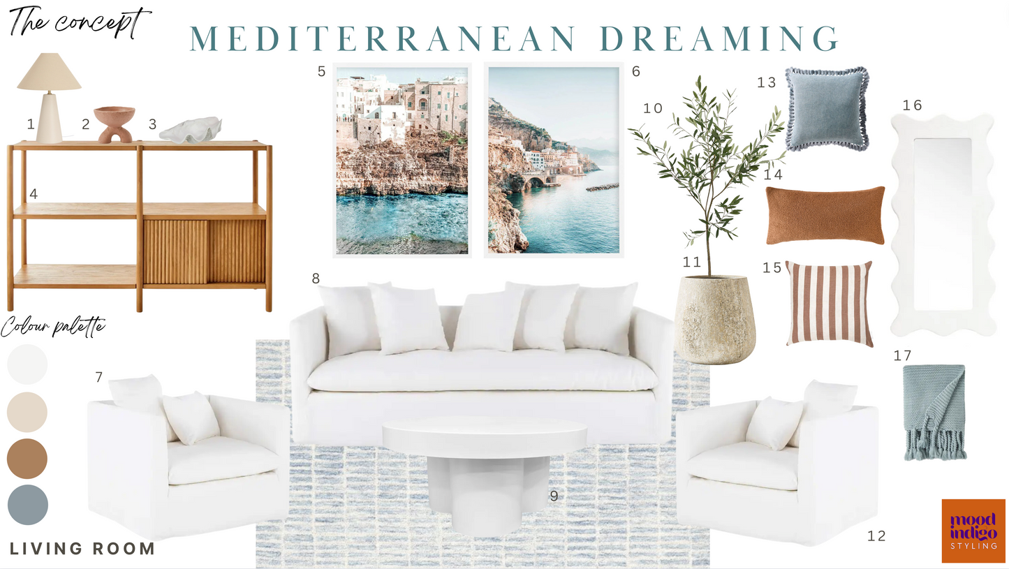 Modern Mediterranean Inspired Living Room Design