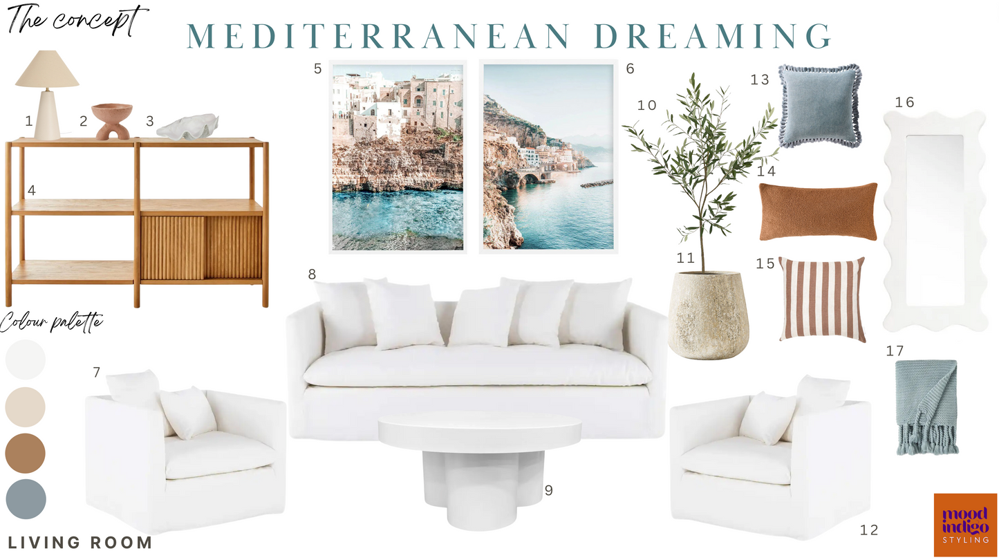 Modern Mediterranean Inspired Living Room Design