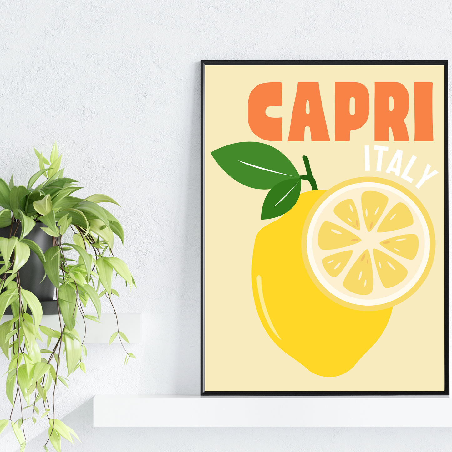 Capri Italy Lemons in Yellow - Printable Wall Art - Instant Download